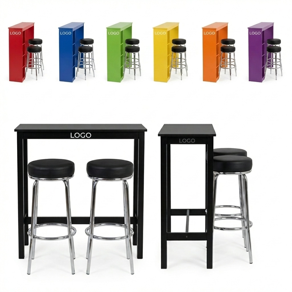 Modular 2-Person Gaming Bar Set with Optional Storage Shelf & Footrest Table