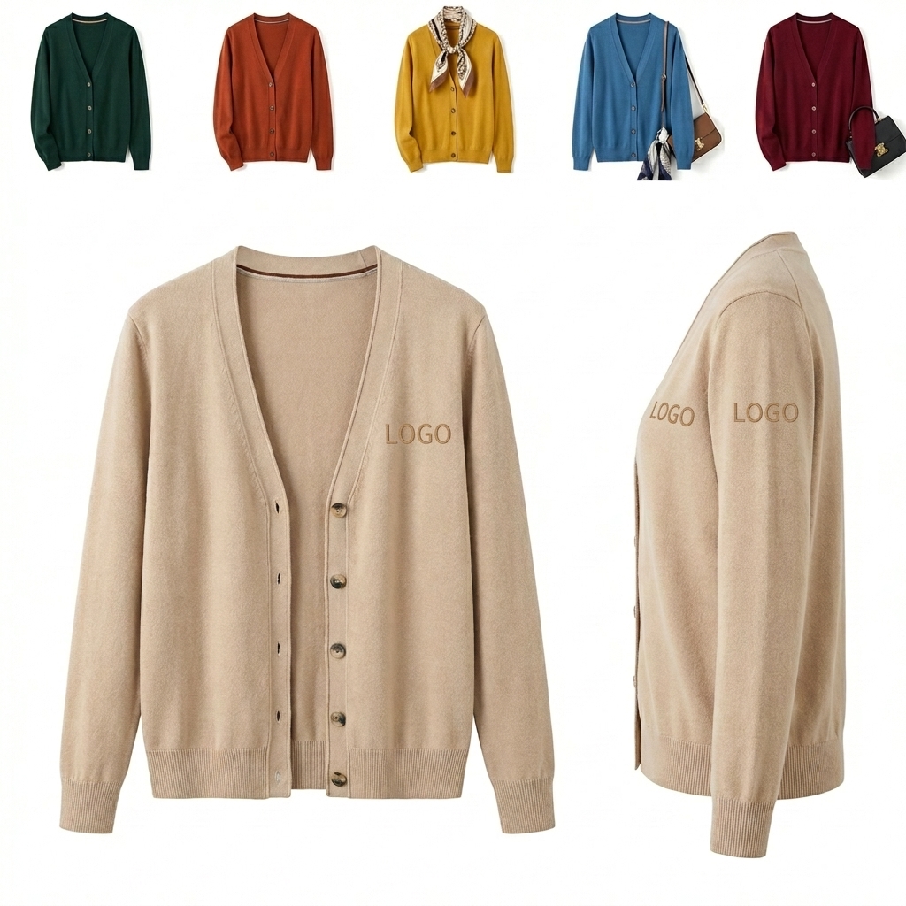 SSQNFGL25 Color-Block V-Neck Knit Cardigan