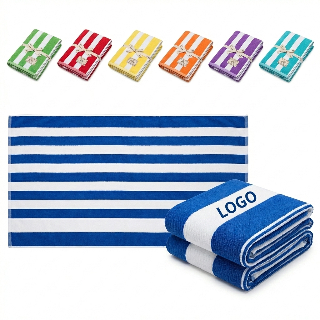 Striped Cotton Loop Beach and Pool Towel