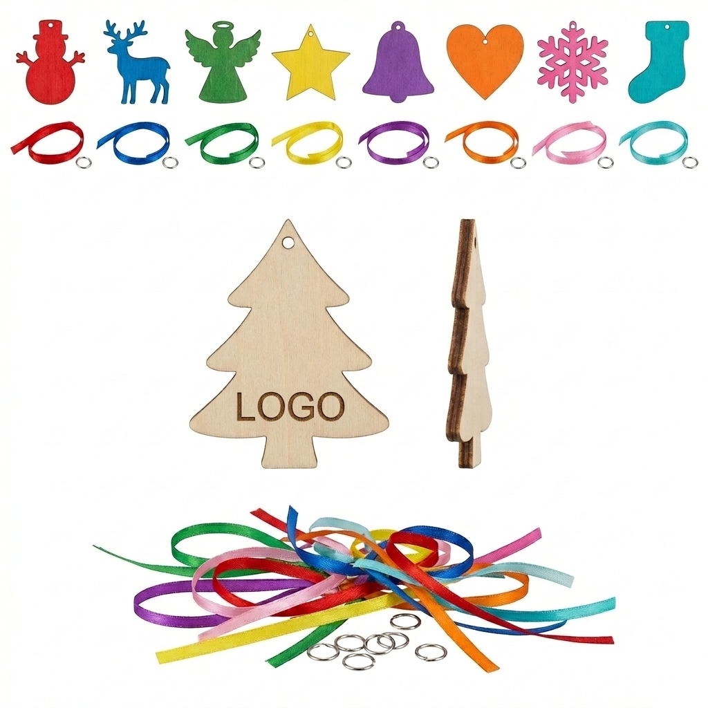 DIY Natural Wood Christmas Ornament Craft Kit with Paintable Designs