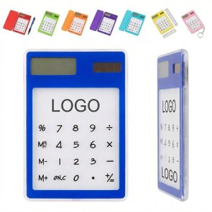 Clear Solar Calculator with 8 Colorful Outlines for Custom Imprints