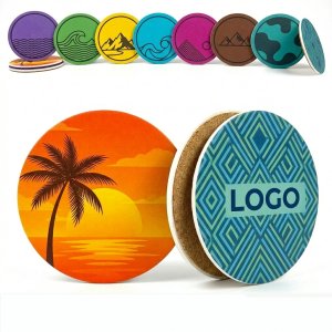 Custom Printed Cork-Backed Coasters with Vibrant Designs