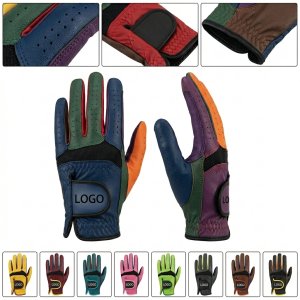 Multi-Color Performance Golf Glove with Leather Palm