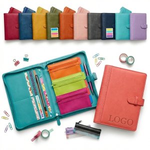 All-in-One Zippered Cash & Bill Organizer with PU Leather Cover and Budget Planner