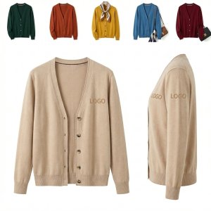 SSQNFGL25 Color-Block V-Neck Knit Cardigan