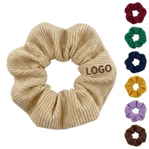 Corduroy Fabric Scrunchies Set - Elastic Hair Bands for Ponytails and Buns