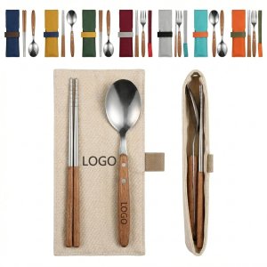 Eco-Friendly Travel Utensil Set in Compact Fabric Pouch