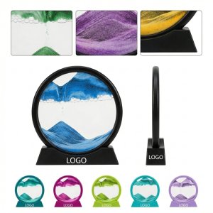 Dynamic Quicksand Painting in Crystal Glass Frame - Office Desk Relaxation