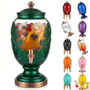 Vintage Embossed 3L Party Drink Dispenser in Dark Green/Bronze